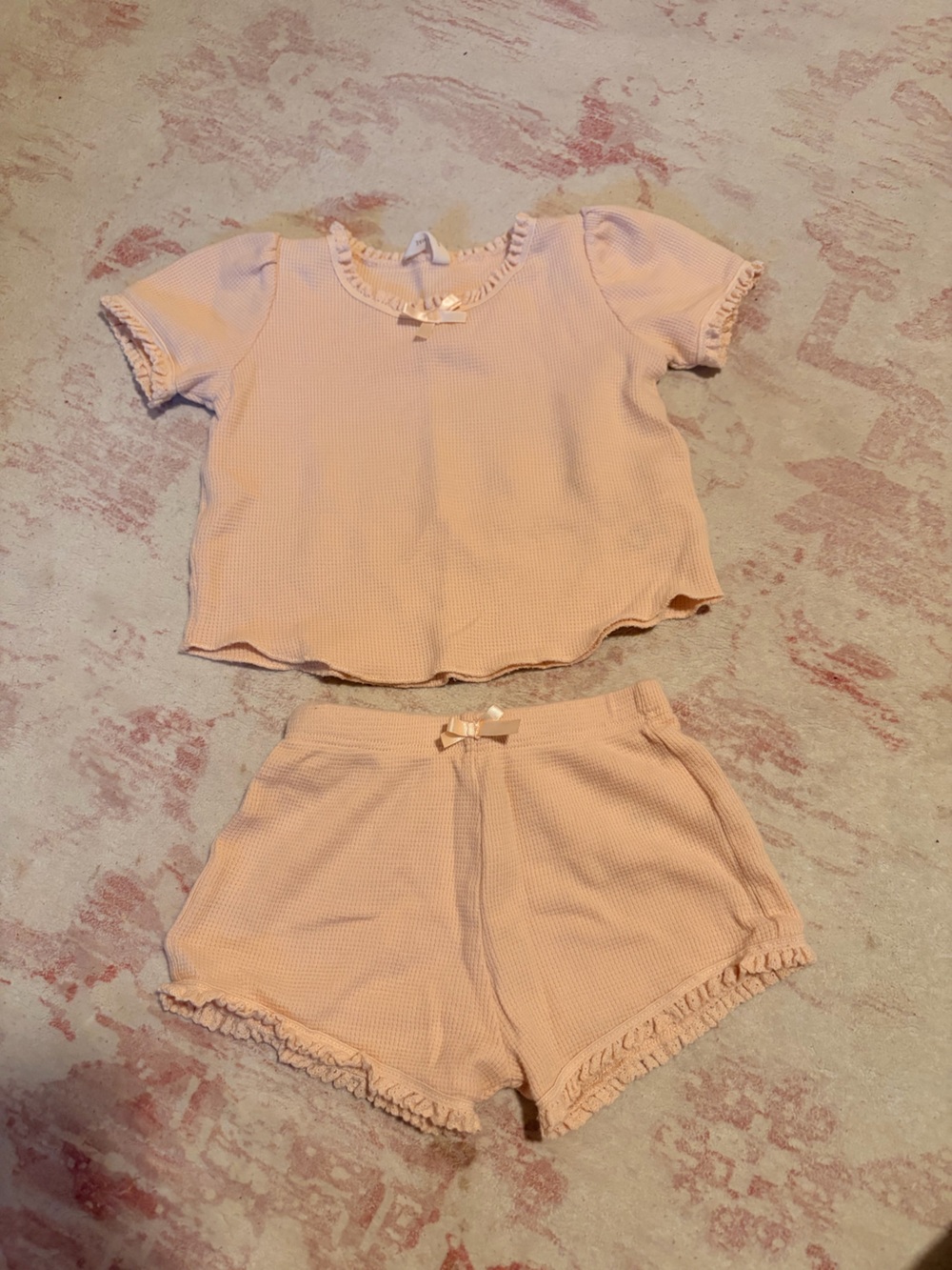 Quincy Mae Soft Pink Waffle-Knit Set